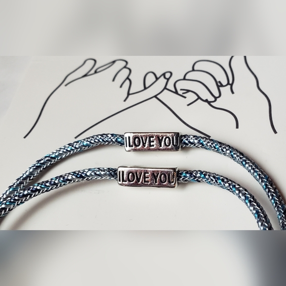 LOVE silver blue bracelets for couple - Picture 3 of 6